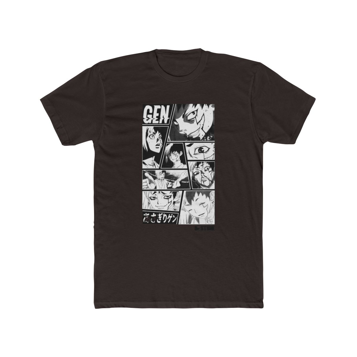 Dr. STONE Gen Black & White Panels T Shirt - alternate angle 2, merchandise