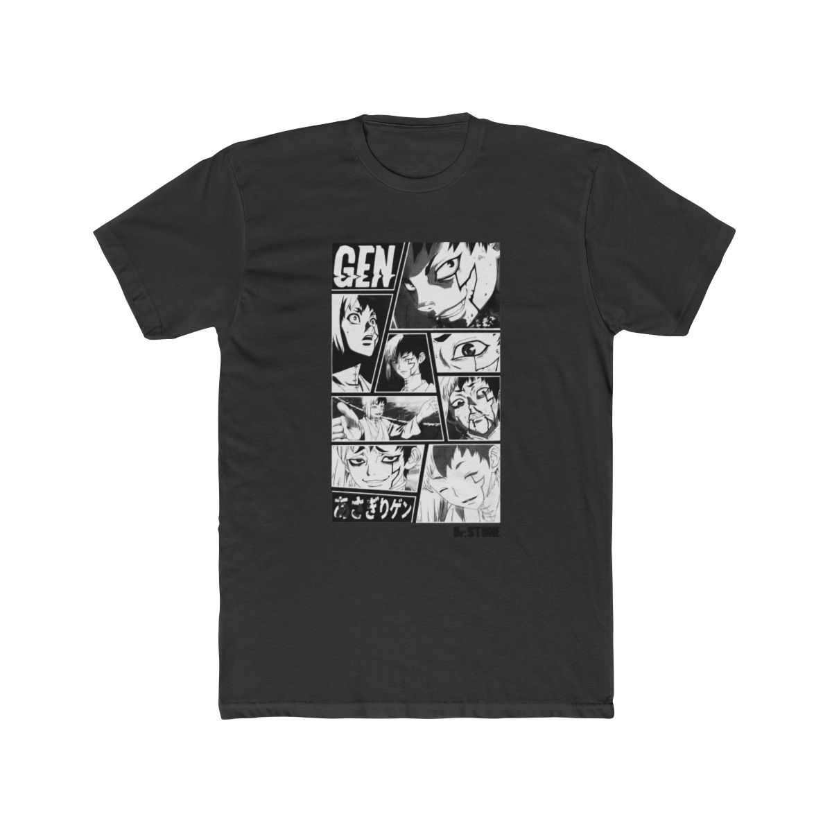 Dr. STONE Gen Black & White Panels T Shirt - alternate angle 5, merchandise